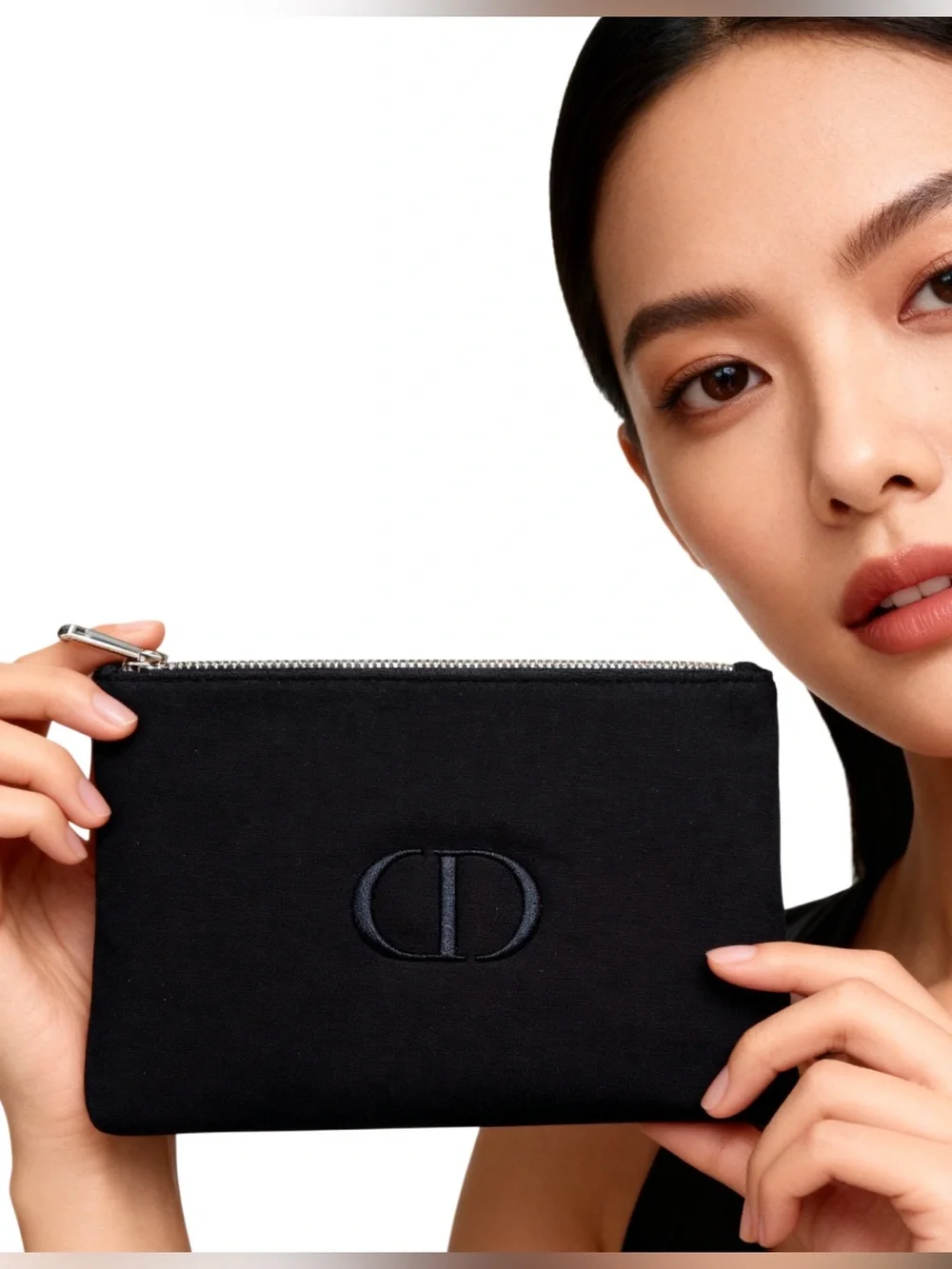 Dior Black Embroidered CD Canvas Clutch